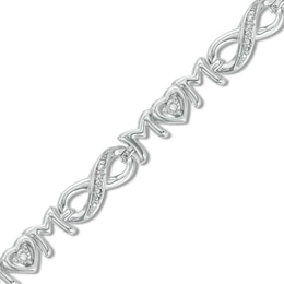 Diamond Accent Alternating &quot;MOM&quot; Infinity Link Bracelet in Sterling Silver - 7.5&quot;