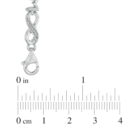 Diamond Accent Alternating "MOM" Infinity Link Bracelet in Sterling Silver - 7.5"