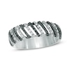 0.33 CT. T.W. Enhanced Black and White Diamond Striped Dome Ring in Sterling Silver