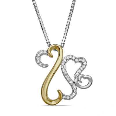 Open Hearts by Jane Seymour™ 0.10 CT. T.W. Diamond Motherly Love Pendant in Sterling Silver and 10K Gold