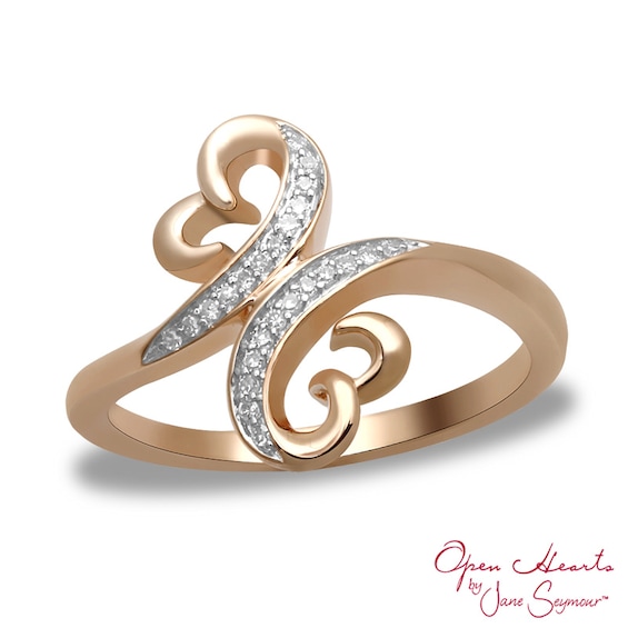 Open Hearts by Jane Seymour™ Diamond Accent Looping Ring in 10K Rose Gold