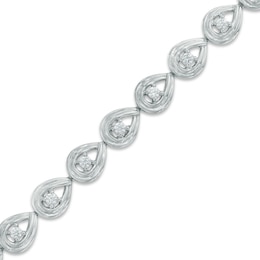 0.45 CT. T.W. Diamond Teardrop Link Bracelet in 10K White Gold - 7.25&quot;