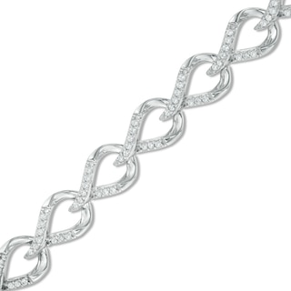 0.95 CT. T.W. Diamond Flame Link Bracelet in 10K White Gold - 7.25"