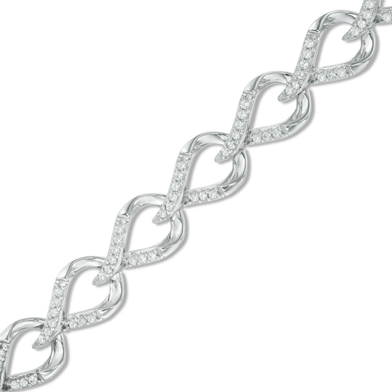 0.95 CT. T.W. Diamond Flame Link Bracelet in 10K White Gold - 7.25"