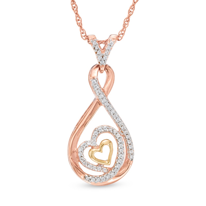 0.18 CT. T.W. Diamond Infinity with Hearts Pendant in 10K Two-Tone Gold|Peoples Jewellers