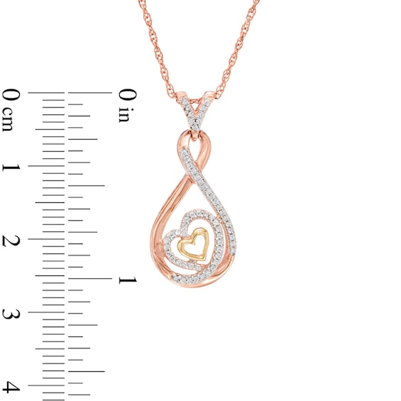 0.18 CT. T.W. Diamond Infinity with Hearts Pendant in 10K Two-Tone Gold