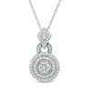 0.45 CT. T.W. Diamond Cluster Doorknocker Pendant in 10K White Gold