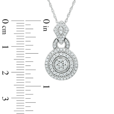 0.45 CT. T.W. Diamond Cluster Doorknocker Pendant in 10K White Gold