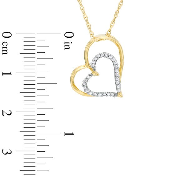 0.11 CT. T.W. Diamond Tilted Heart Pendant in 10K Gold