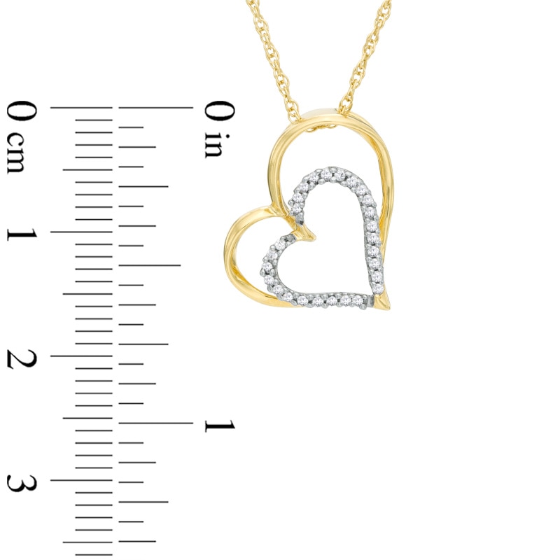 0.11 CT. T.W. Diamond Tilted Heart Pendant in 10K Gold