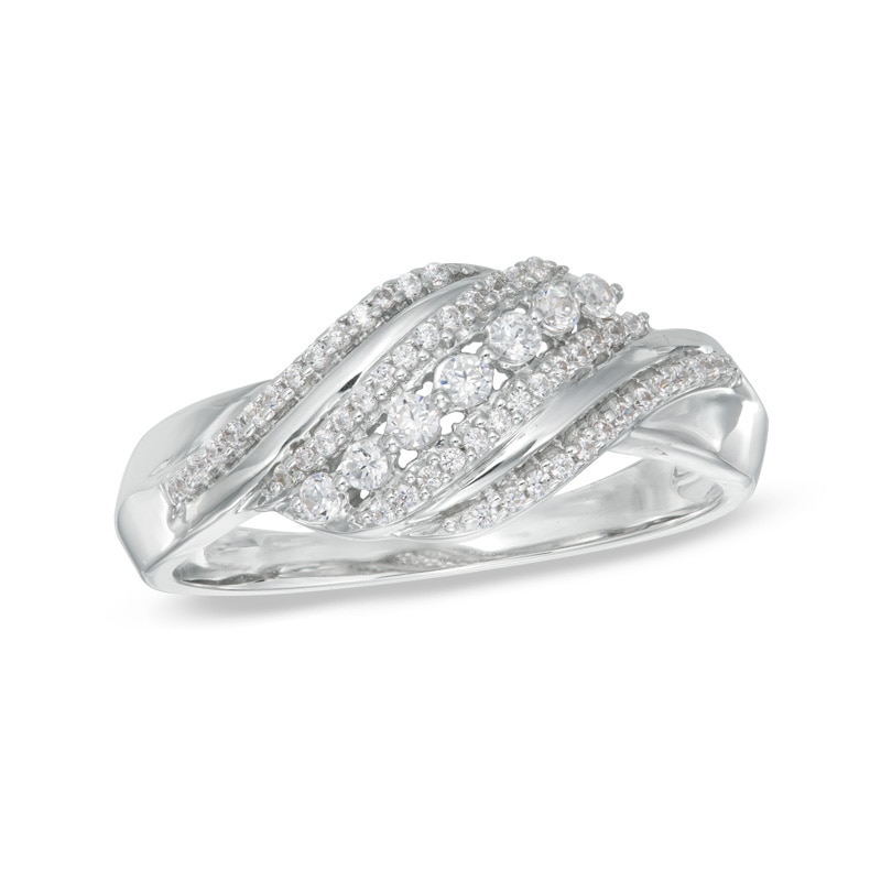 0.23 CT. T.W. Diamond Thick Wave Ring in Sterling Silver|Peoples Jewellers