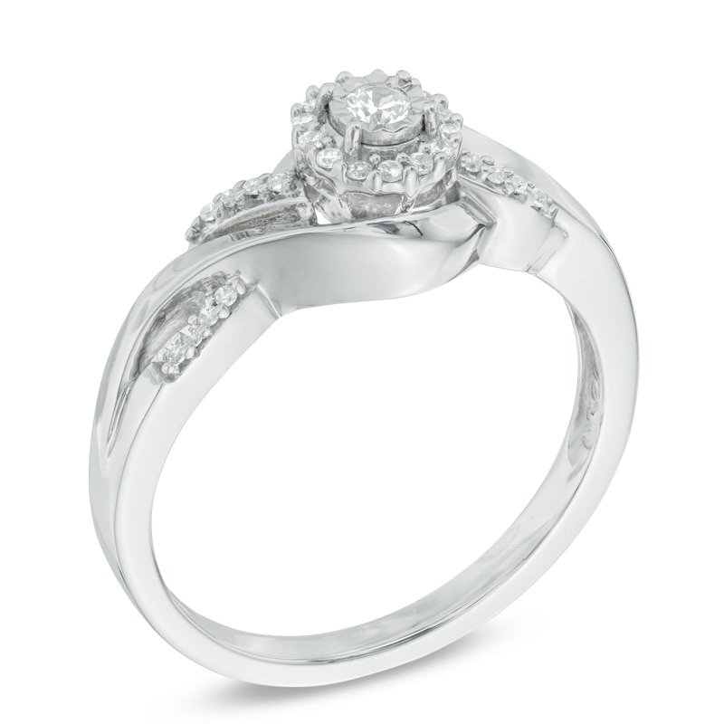 0.15 CT. T.W. Diamond Frame Wave Promise Ring in 10K White Gold|Peoples Jewellers