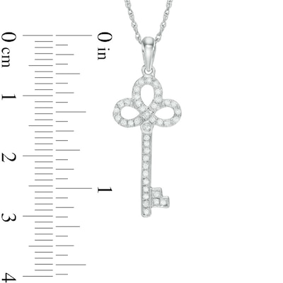 0.18 CT. T.W. Diamond Clover Top Key Pendant in 10K White Gold