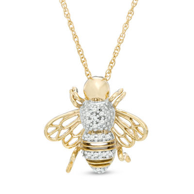 0.09 CT. T.W. Diamond Bumblebee Pendant in 10K Gold