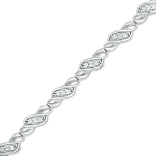 0.45 CT. T.W. Diamond Cascading Three Stone Bracelet in Sterling Silver