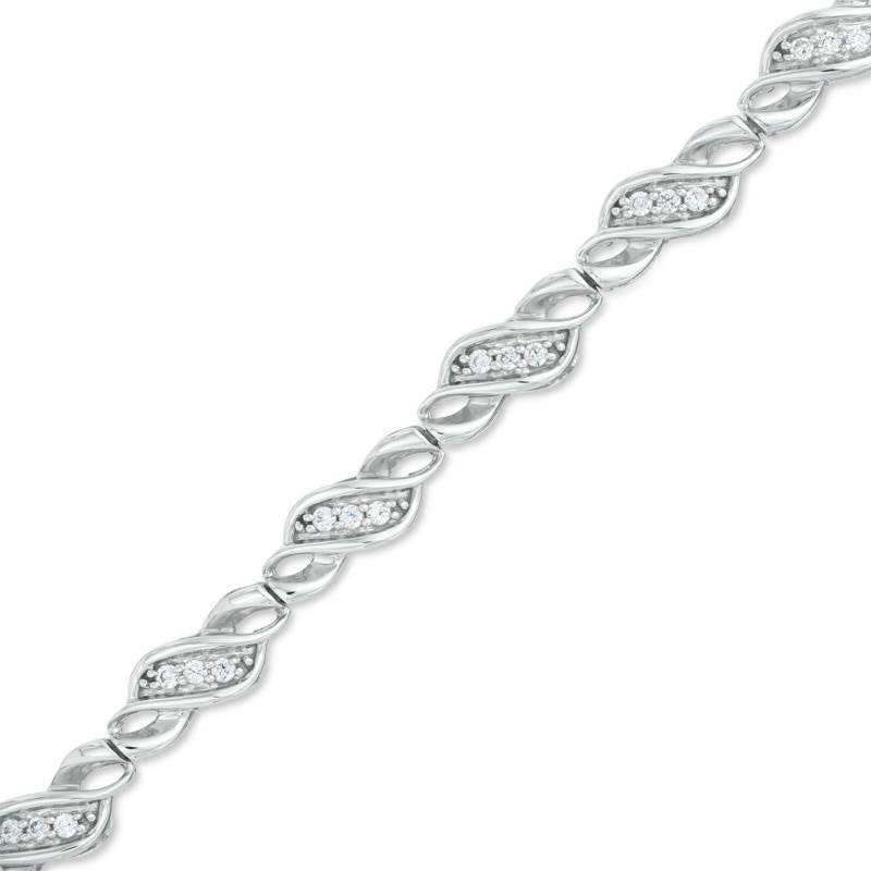 0.45 CT. T.W. Diamond Cascading Three Stone Bracelet in Sterling Silver|Peoples Jewellers