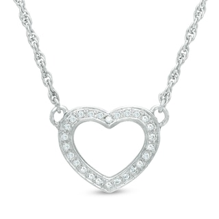 0.11 CT. T.W. Diamond Heart Necklace in Sterling Silver - 17"