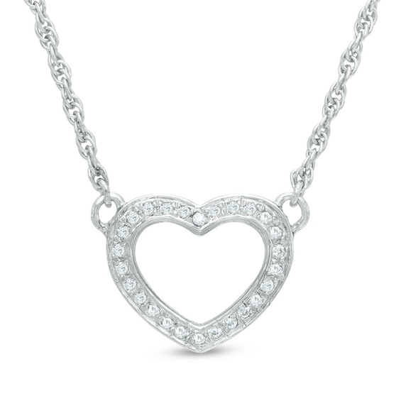 0.11 CT. T.W. Diamond Heart Necklace in Sterling Silver - 17"