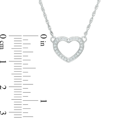 0.11 CT. T.W. Diamond Heart Necklace in Sterling Silver - 17"