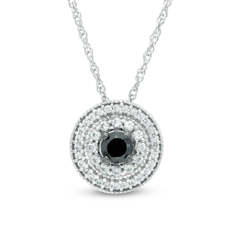 0.50 CT. T.W. Enhanced Black and White Diamond Double Frame Pendant in 10K White Gold|Peoples Jewellers