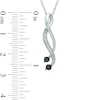 Thumbnail Image 1 of 0.18 CT. T.W. Enhanced Black and White Diamond Open Ribbon Pendant in 10K White Gold