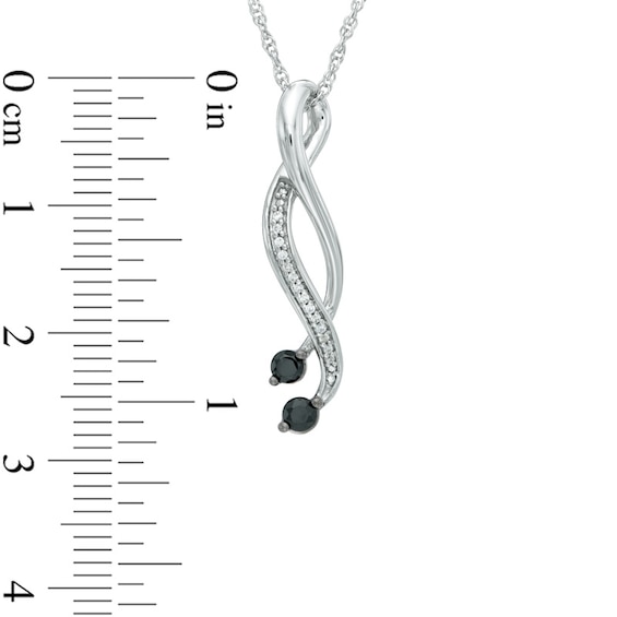 0.18 CT. T.W. Enhanced Black and White Diamond Open Ribbon Pendant in 10K White Gold