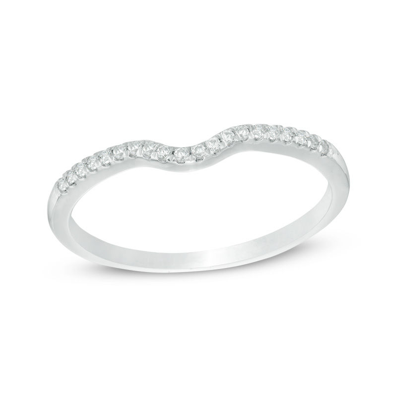 0.10 CT. T.W. Diamond Contour Wedding Band in 10K White Gold|Peoples Jewellers