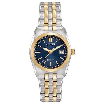 Ladies' Citizen Eco-Drive® Corso Two-Tone Watch with Dark Blue Dial (Model: EW2294-53L)