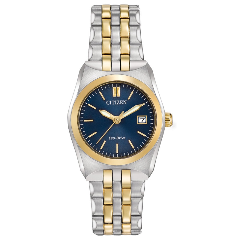 Ladies' Citizen Eco-Drive® Corso Two-Tone Watch with Dark Blue Dial (Model: EW2294-53L)|Peoples Jewellers