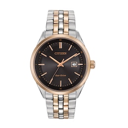 Men's Citizen Eco-Drive®Two-Tone Watch with Black Dial (Model: BM7256-50E)