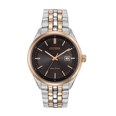 Men's Citizen Eco-Drive®Two-Tone Watch with Black Dial (Model: BM7256-50E)