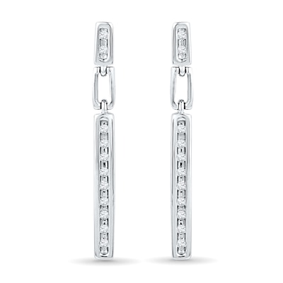 0.18 CT. T.W. Diamond Stick Drop Earrings in Sterling Silver