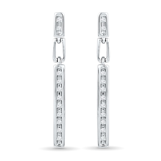 0.18 CT. T.W. Diamond Stick Drop Earrings in Sterling Silver