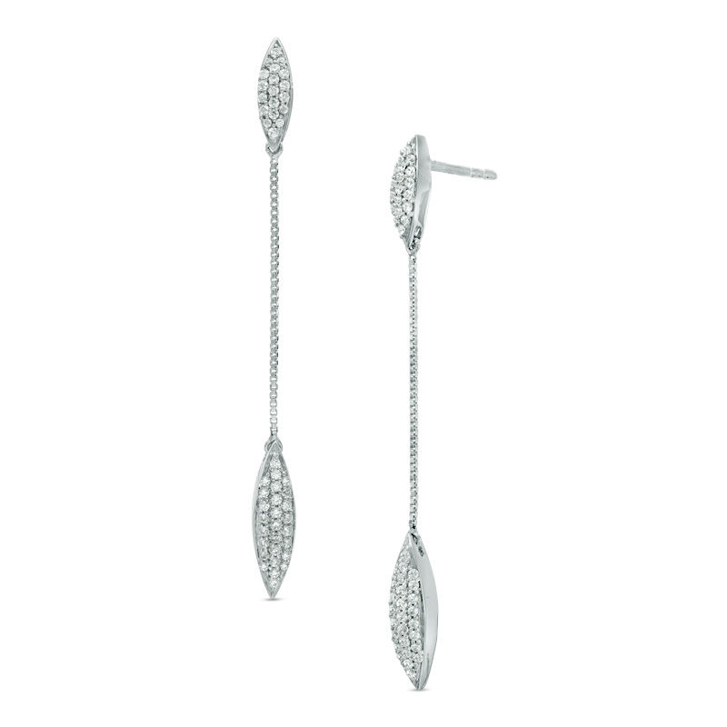 0.30 CT. T.W. Diamond Leaf Drop Earrings in Sterling Silver|Peoples Jewellers