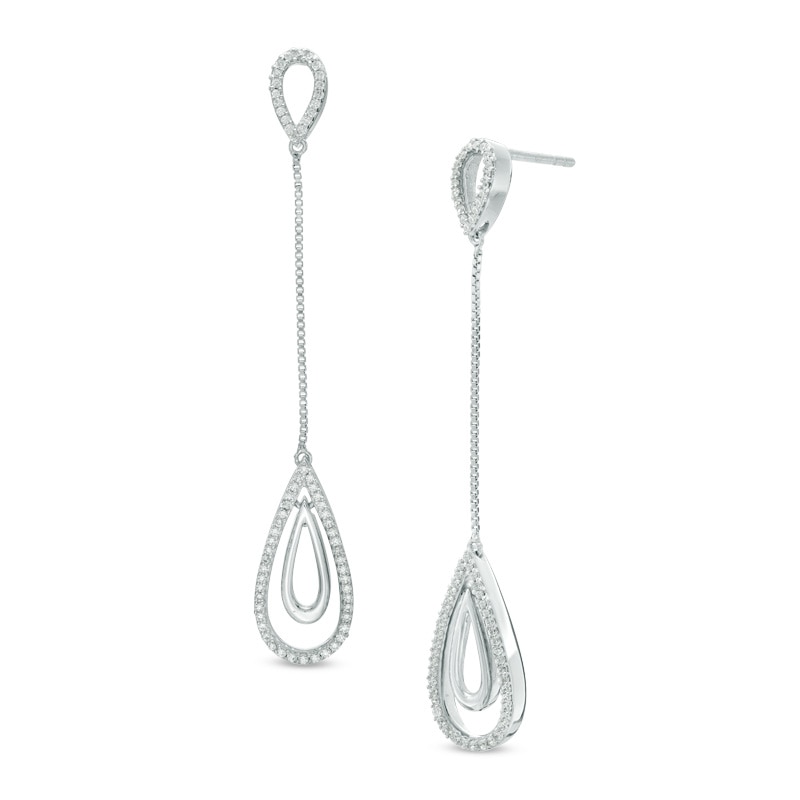 0.23 CT. T.W. Diamond Teardrop Earrings in Sterling Silver|Peoples Jewellers