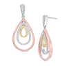 Thumbnail Image 0 of 0.23 CT. T.W. Diamond Triple Teardrop Earrings in 10K Tri-Tone Gold