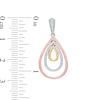 Thumbnail Image 1 of 0.23 CT. T.W. Diamond Triple Teardrop Earrings in 10K Tri-Tone Gold