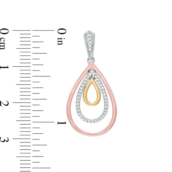 0.23 CT. T.W. Diamond Triple Teardrop Earrings in 10K Tri-Tone Gold