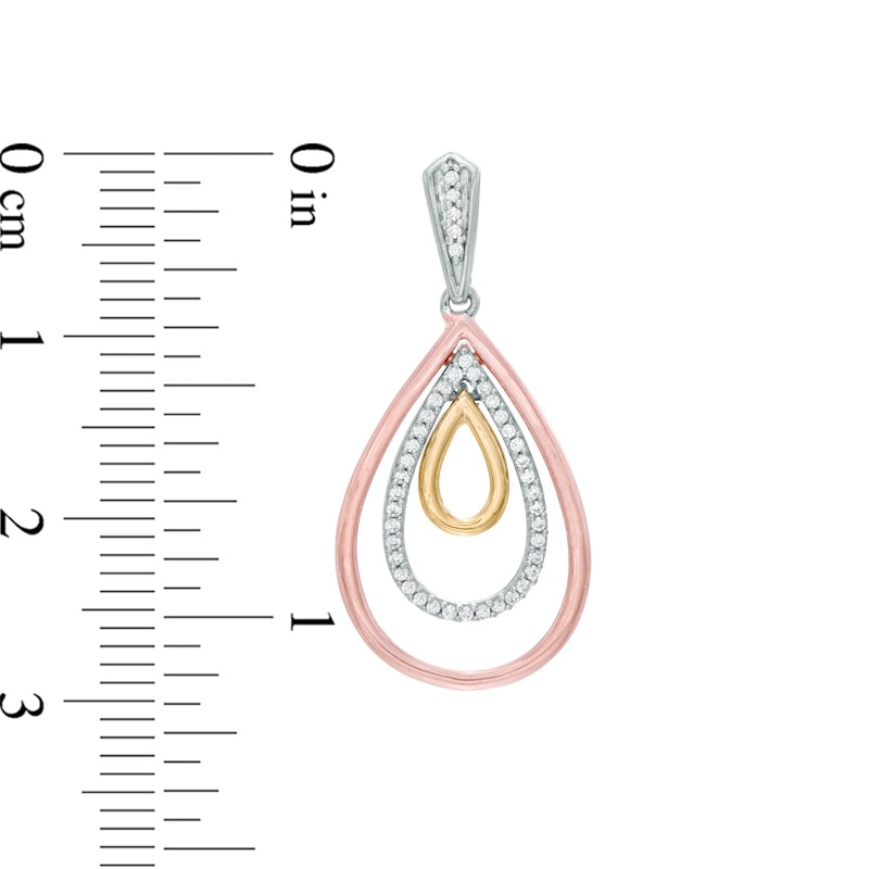 0.23 CT. T.W. Diamond Triple Teardrop Earrings in 10K Tri-Tone Gold|Peoples Jewellers