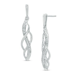 0.09 CT. T.W. Diamond Loose Braid Drop Earrings in Sterling Silver