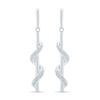 0.09 CT. T.W. Diamond Ribbon Overlay Stick Drop Earrings in Sterling Silver