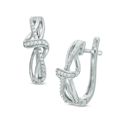 0.18 CT. T.W. Diamond Ribbon Overlay Hoop Earrings in Sterling Silver