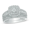 Thumbnail Image 0 of 1.00 CT. T.W. Diamond Double Cushion Frame Bridal Set in 10K White Gold