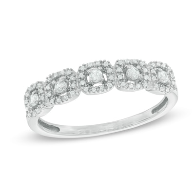 0.23 CT. T.W. Diamond Frame Five Stone Anniversary Band in 10K White Gold