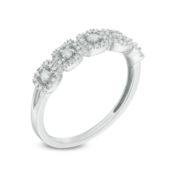 0.23 CT. T.W. Diamond Frame Five Stone Anniversary Band in 10K White Gold