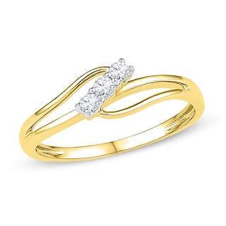 0.11 CT. T.W. Diamond Three Stone Bypass Ring in 10K Gold