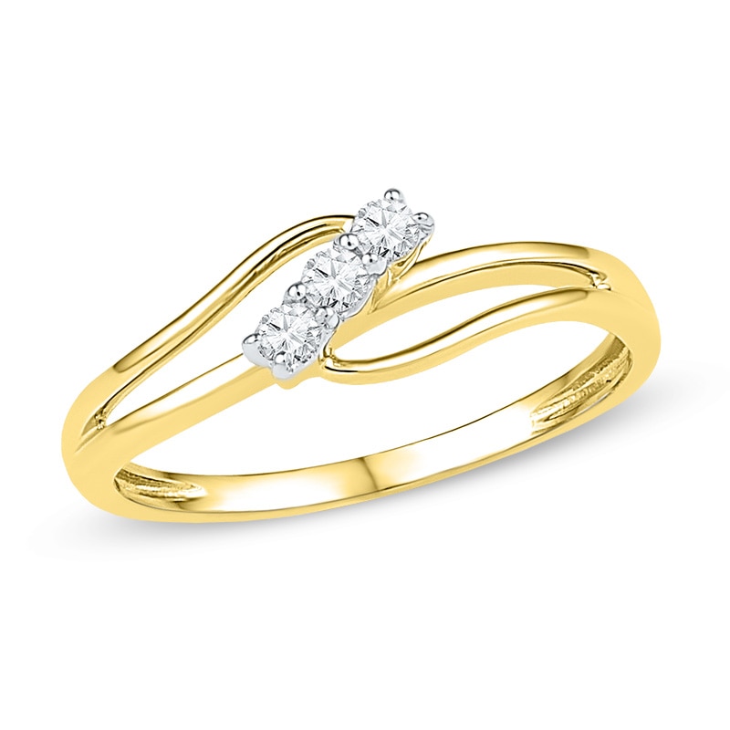 0.11 CT. T.W. Diamond Three Stone Bypass Ring in 10K Gold|Peoples Jewellers