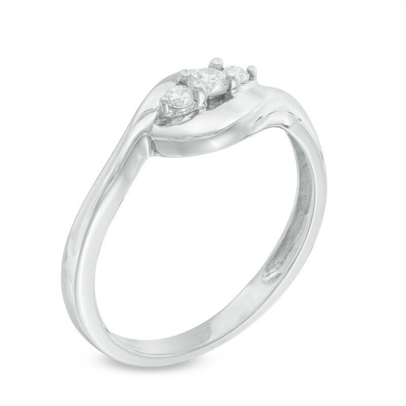0.09 CT. T.W. Diamond Three Stone Bypass Ring in 10K White Gold|Peoples Jewellers