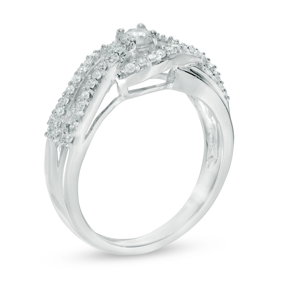 0.45 CT. T.W. Diamond Twist Engagement Ring in 10K White Gold