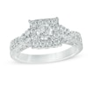 0.95 CT. T.W. Diamond Frame Split Shank Engagement Ring in 10K White Gold